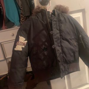Juicy couture puffer jacket with faux fur hood